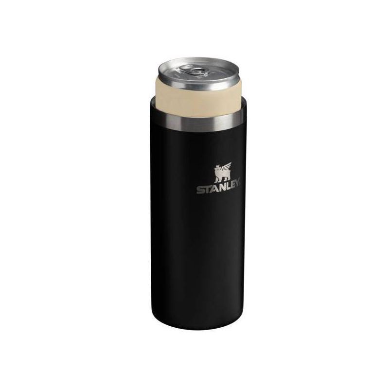 slide 3 of 3, Stanley 10 oz Slim Stainless Steel All-Occasions Can Chiller Jet Black: Beverage Cozy, 6" Height, 2.5" Width, 10 oz