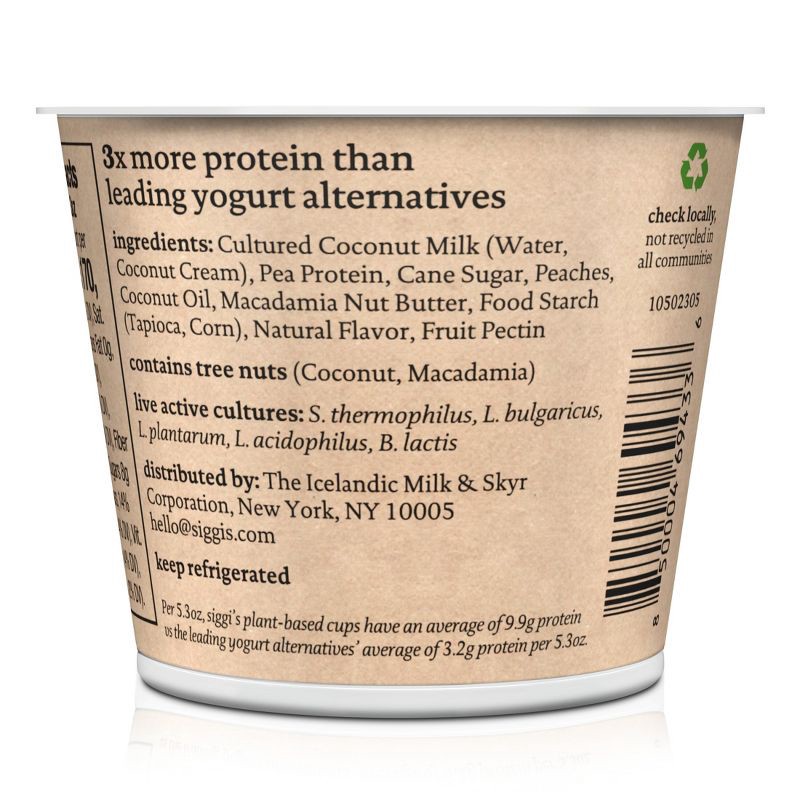 slide 5 of 8, Siggi's Plant-Based Coconut Blend Yogurt Peach - 5.3oz, 5.3 oz