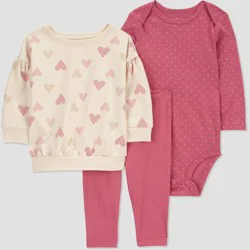 Carter's Just One You® Baby Girls' Hearts Top & Bottom Set - Pink/Brown 3M
