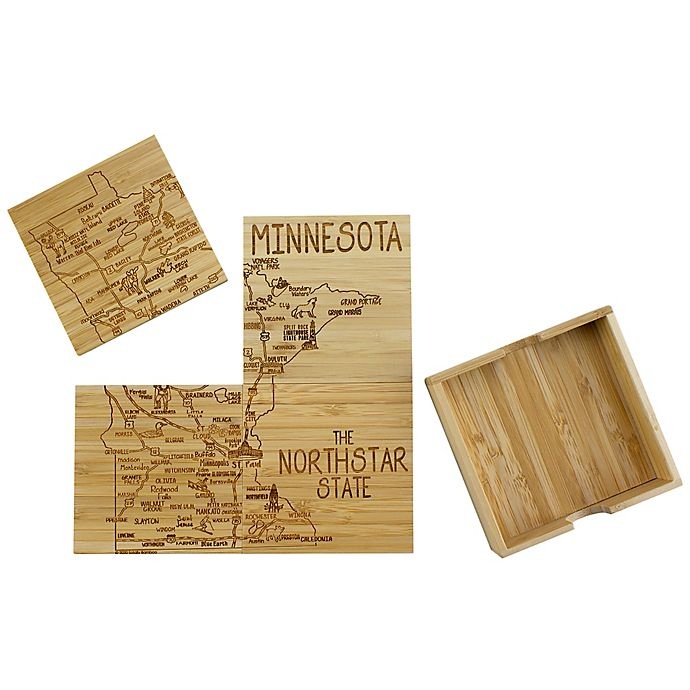 slide 1 of 1, Totally Bamboo Minnesota Puzzle Coaster Set, 1 ct