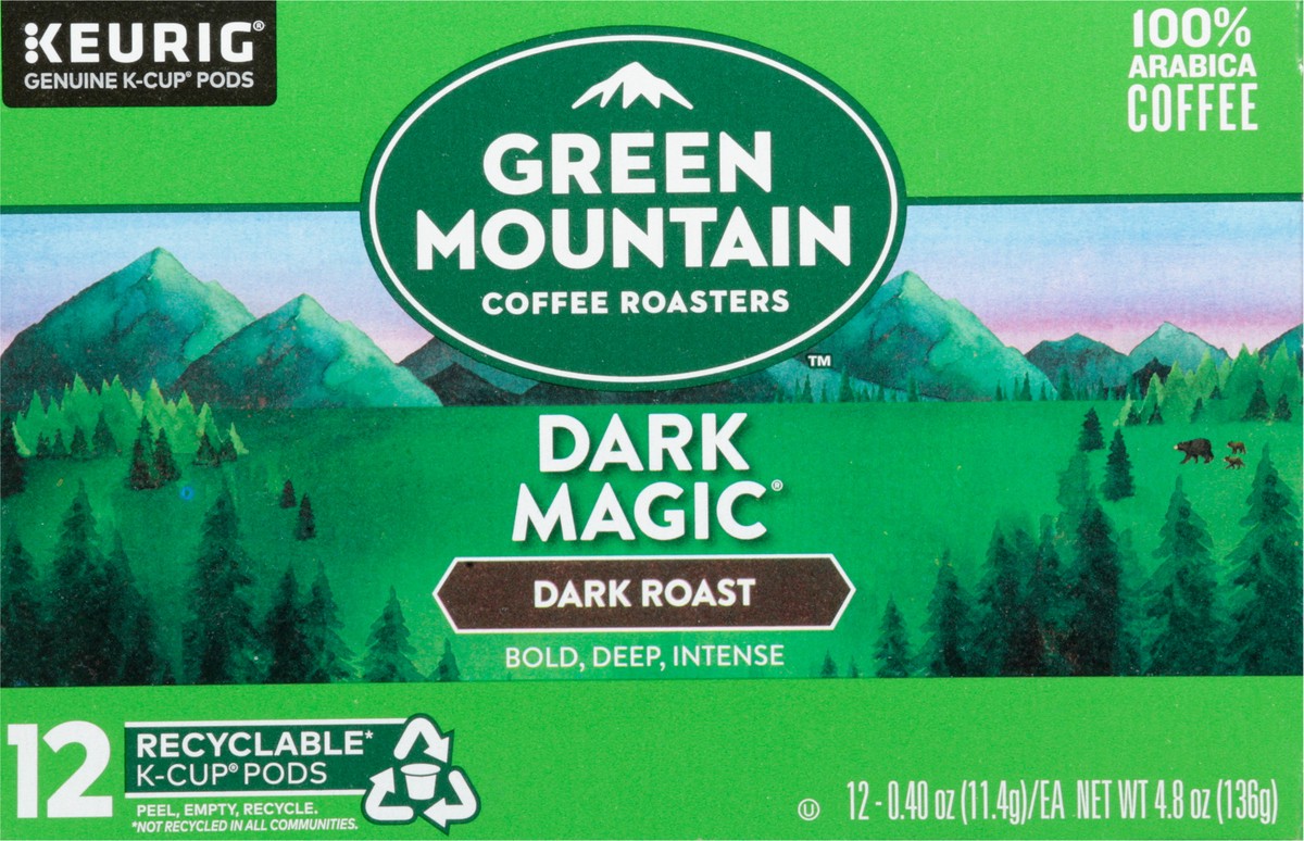 slide 10 of 12, Green Mountain Coffee Roasters Dark Magic Keurig Single-Serve K-Cup Pods, Dark Roast Coffee, 12 Count, 12 ct