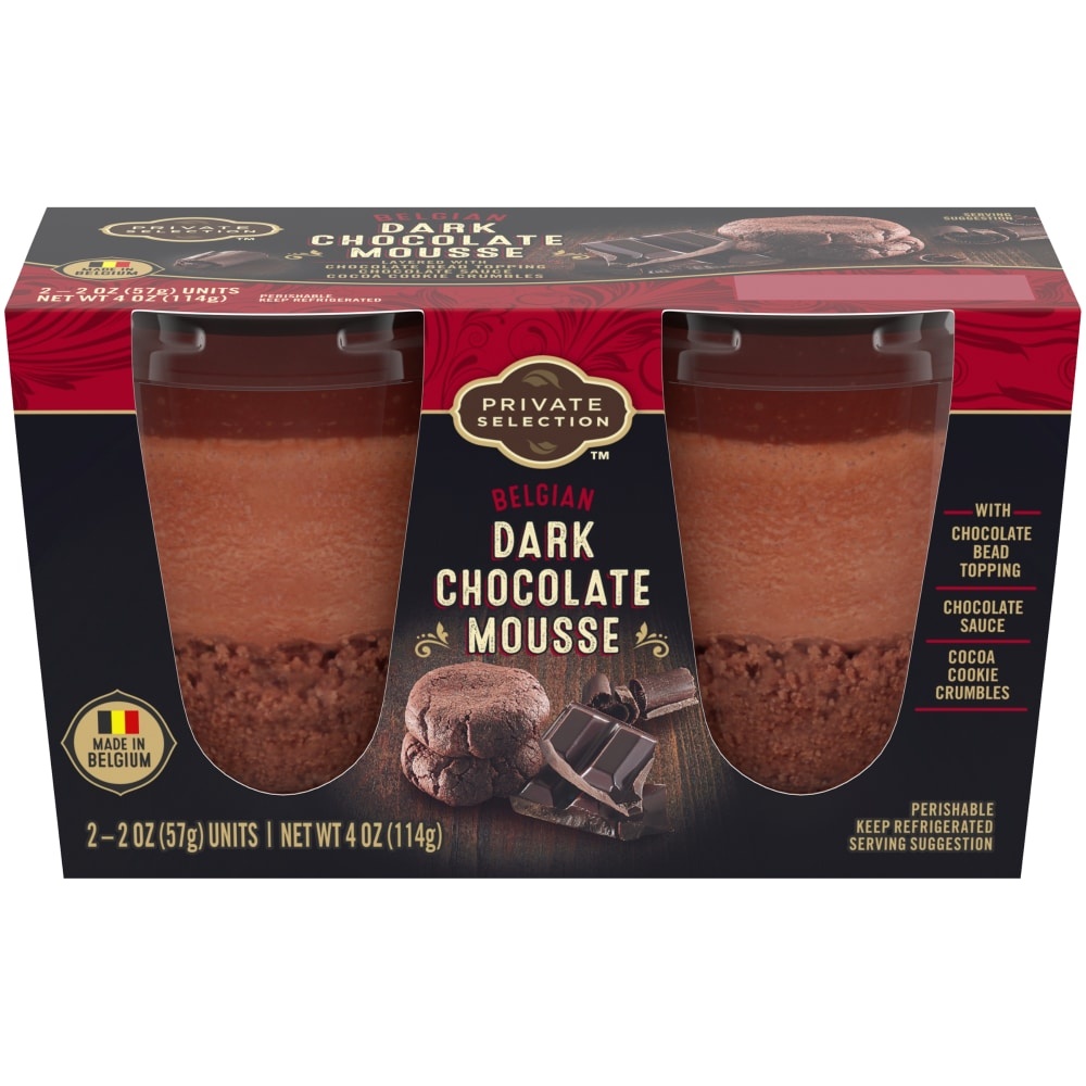 slide 1 of 1, Private Selection Belgian Dark Chocolate Mousse Dessert, 2 ct; 2 oz