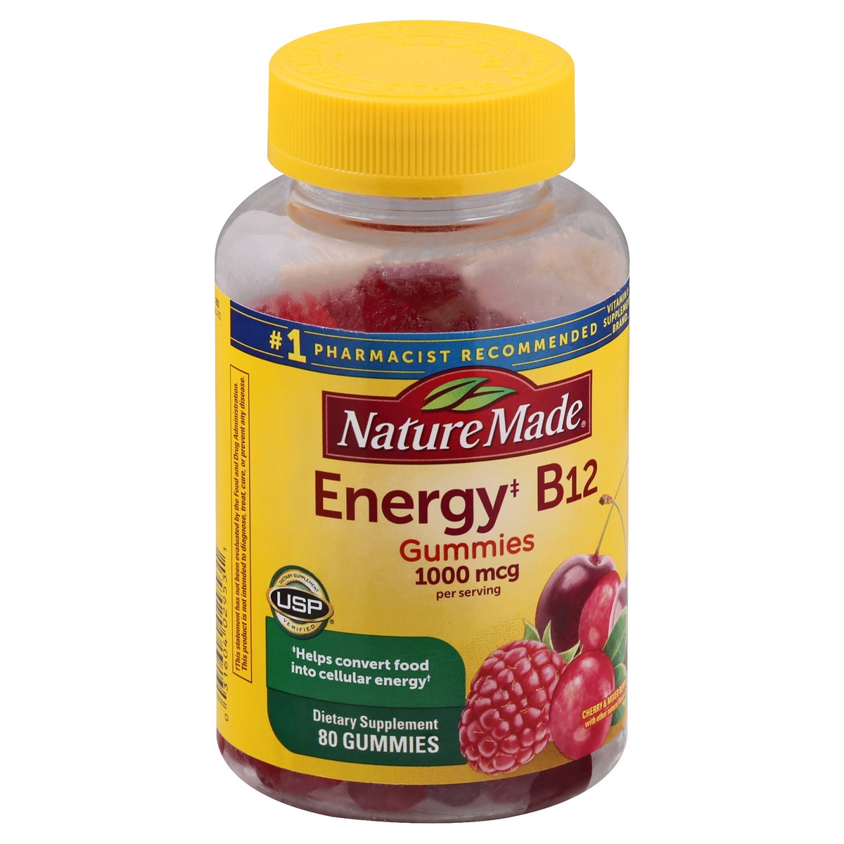 slide 3 of 12, Nature Made Energy B12 1000 mcg, Dietary Supplement for Energy Metabolism Support, 80 Gummies, 40 Day Supply, 80 ct