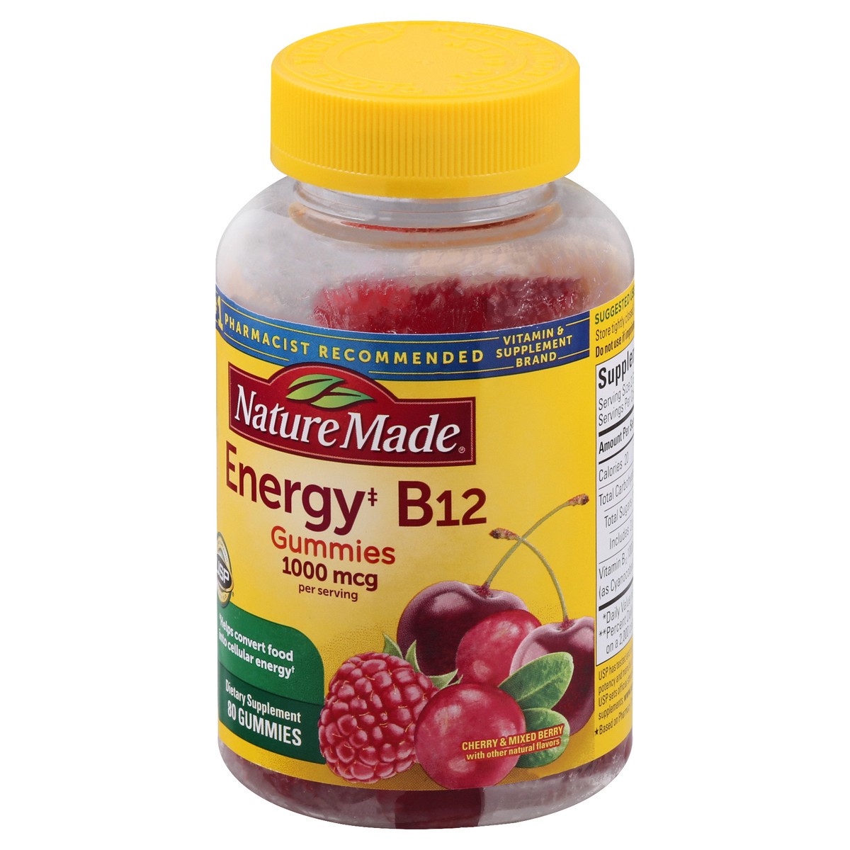 slide 11 of 12, Nature Made Energy B12 1000 mcg, Dietary Supplement for Energy Metabolism Support, 80 Gummies, 40 Day Supply, 80 ct