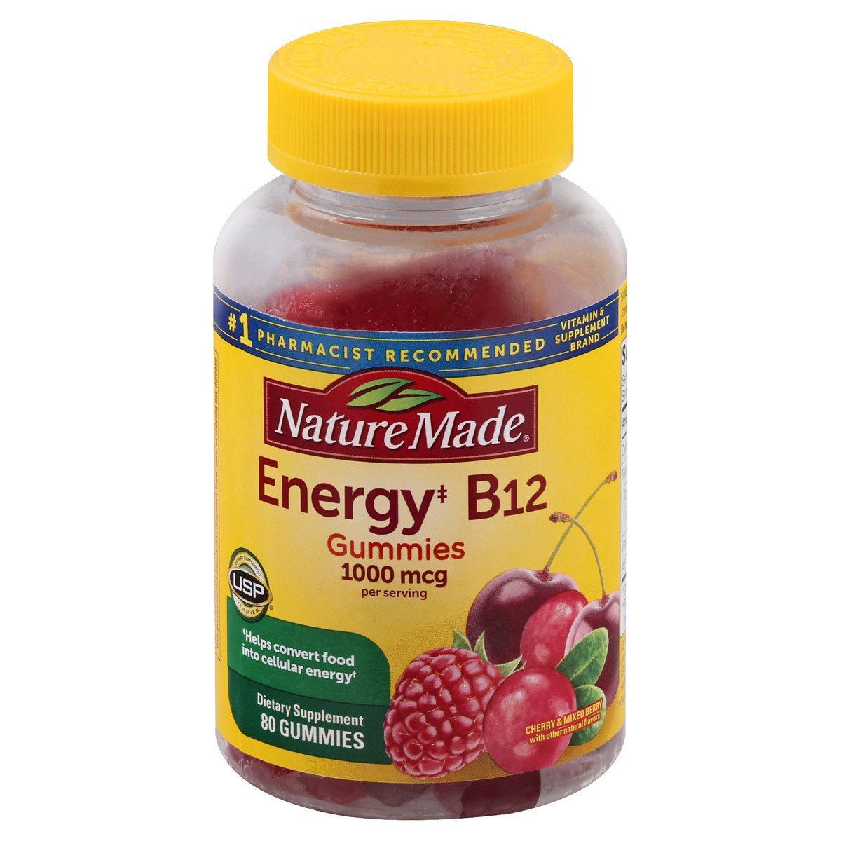 slide 1 of 12, Nature Made Energy B12 1000 mcg, Dietary Supplement for Energy Metabolism Support, 80 Gummies, 40 Day Supply, 80 ct