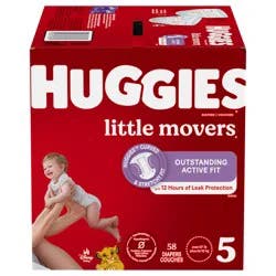 Huggies Little Movers Baby Diapers, Size 5, 58 Ct