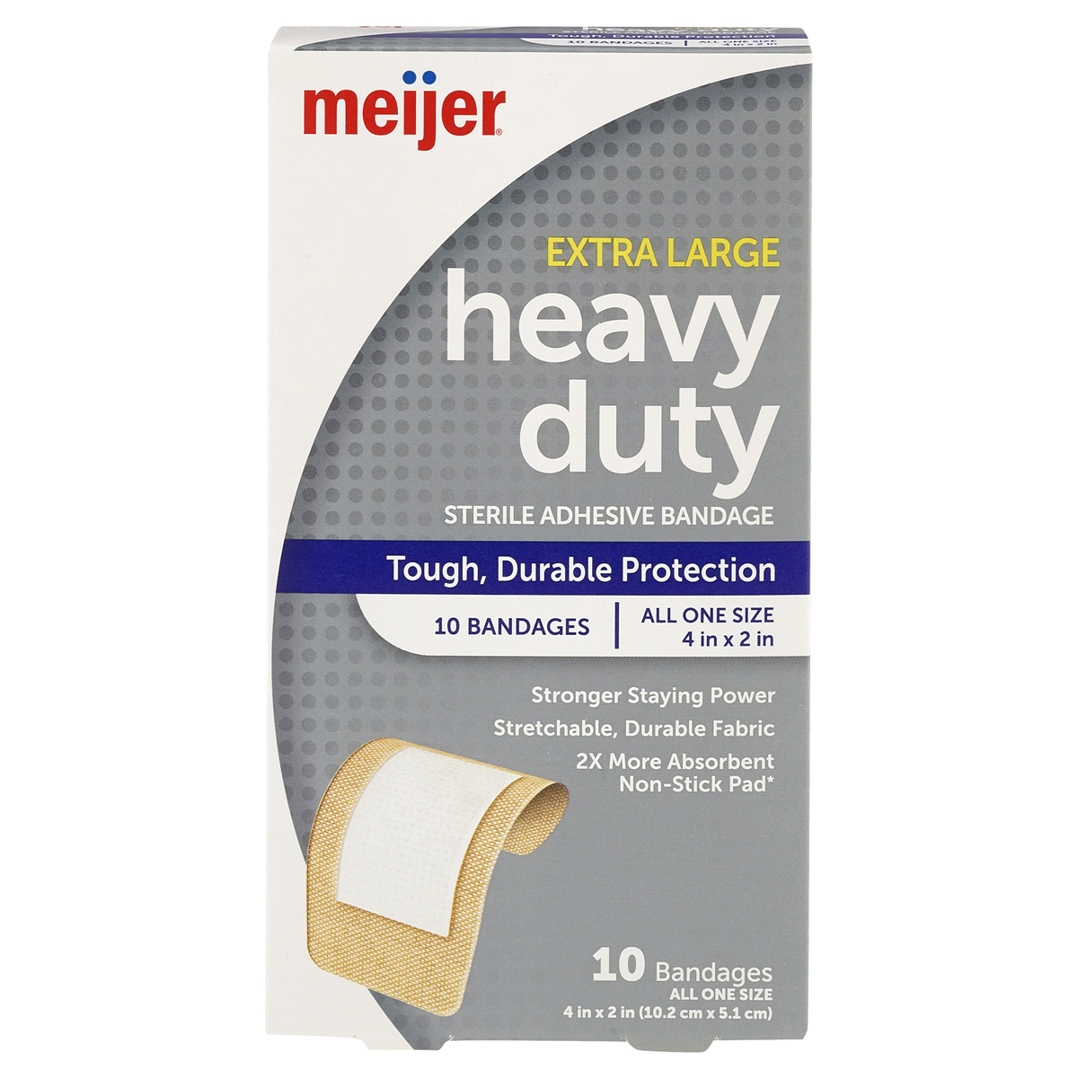 slide 1 of 9, Meijer Heavy Duty Fabric Bandages, Extra Large, 10 ct