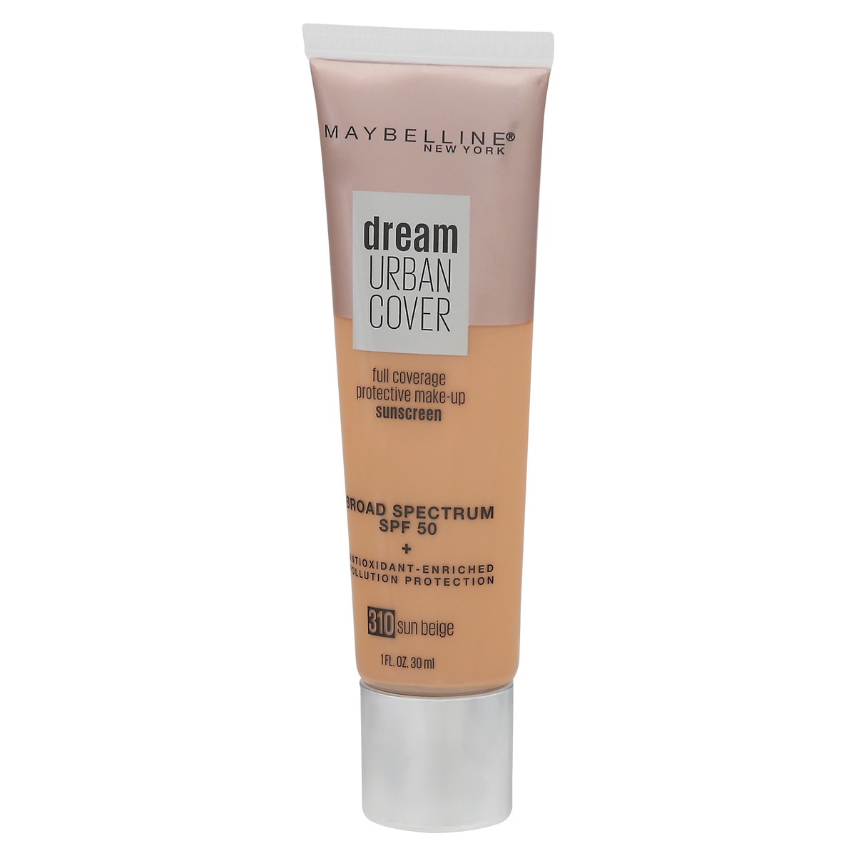 slide 3 of 9, Maybelline Dream Urban Cover Broad Spectrum SPF 50 Sun Beige 310 Make-Up Sunscreen 1 fl oz, 1 oz