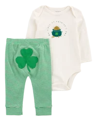 Carter's Baby 2-Piece St. Patrick's Day Bodysuit Pant Set White/Green NB
