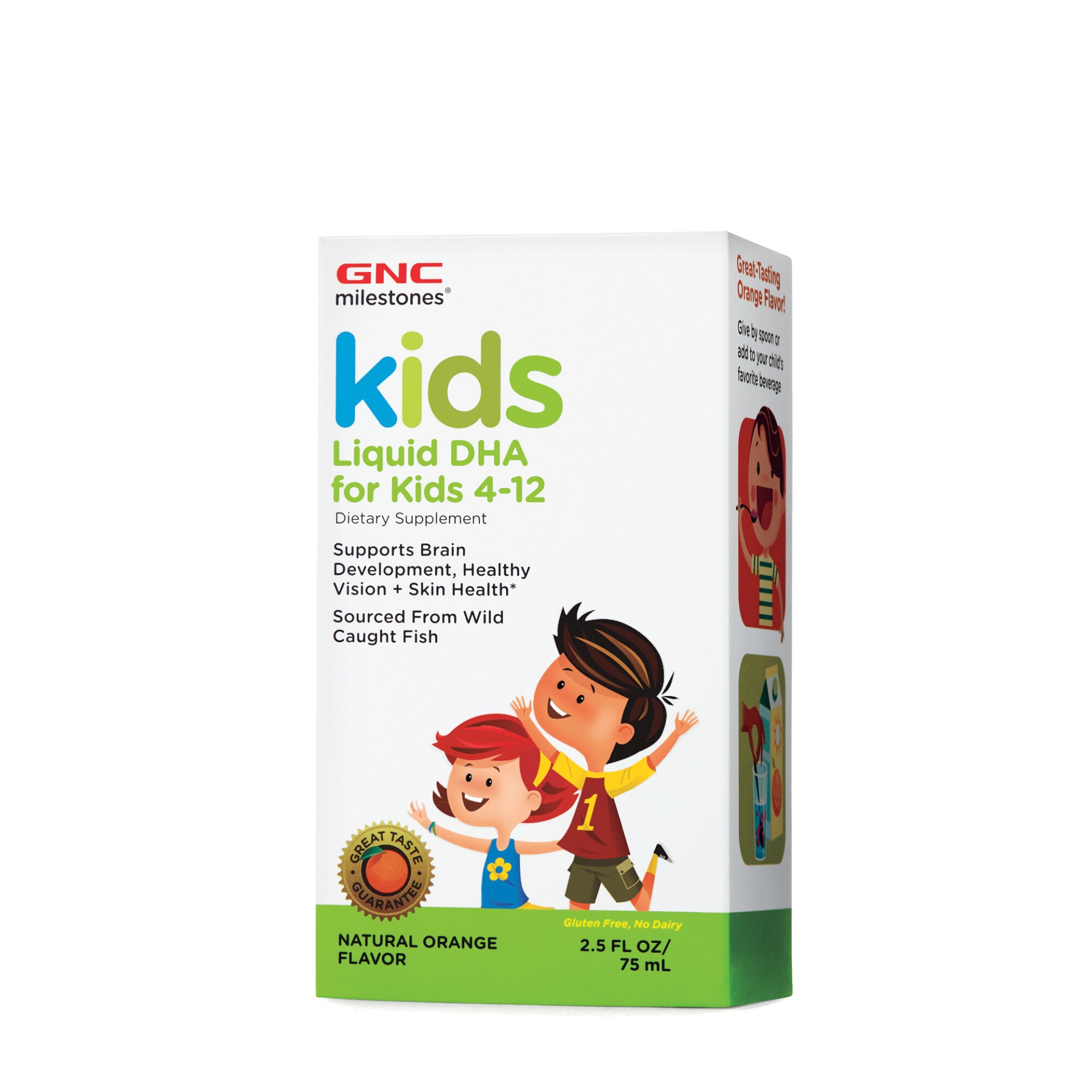 slide 1 of 1, GNC milestones Kids Liquid DHA - Natural Orange, 2 fl oz