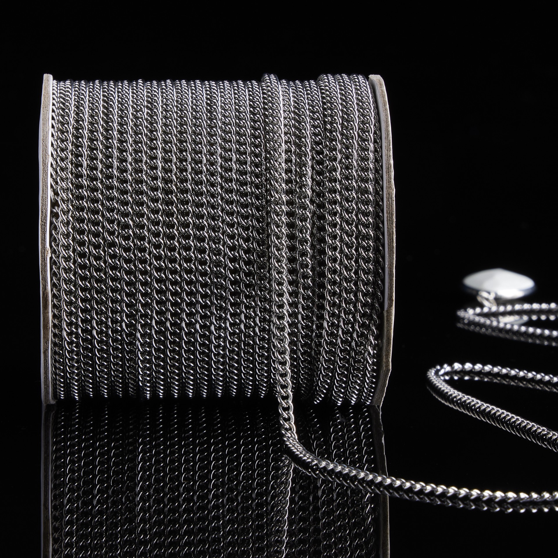 slide 2 of 2, Rhodium Mini Curb Chain Spool By Bead Landing, 10 yd