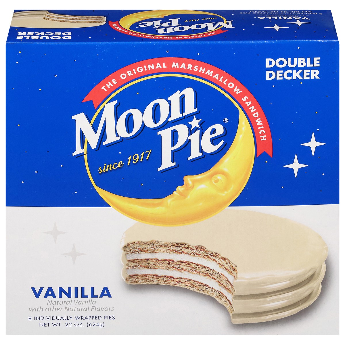 slide 1 of 9, Moon Pie Double Decker Vanilla Pies 8 ea, 8 ct