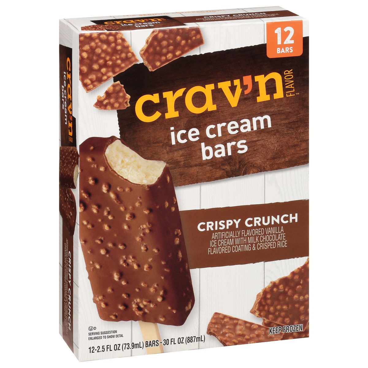 slide 3 of 9, Crav'n Flavor Crispy Crunch Ice Cream Bars 12 ea, 12 ct