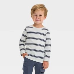 Toddler Boys' Long Sleeve Striped T-Shirt - Cat & Jack™ Navy Blue 5T