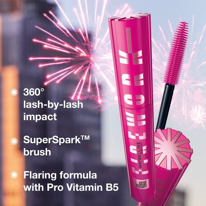 slide 4 of 9, Maybelline Lash Sensational Firework Volume and Length Mascara - Washable Blackest Black - 0.33 fl oz, 0.33 fl oz