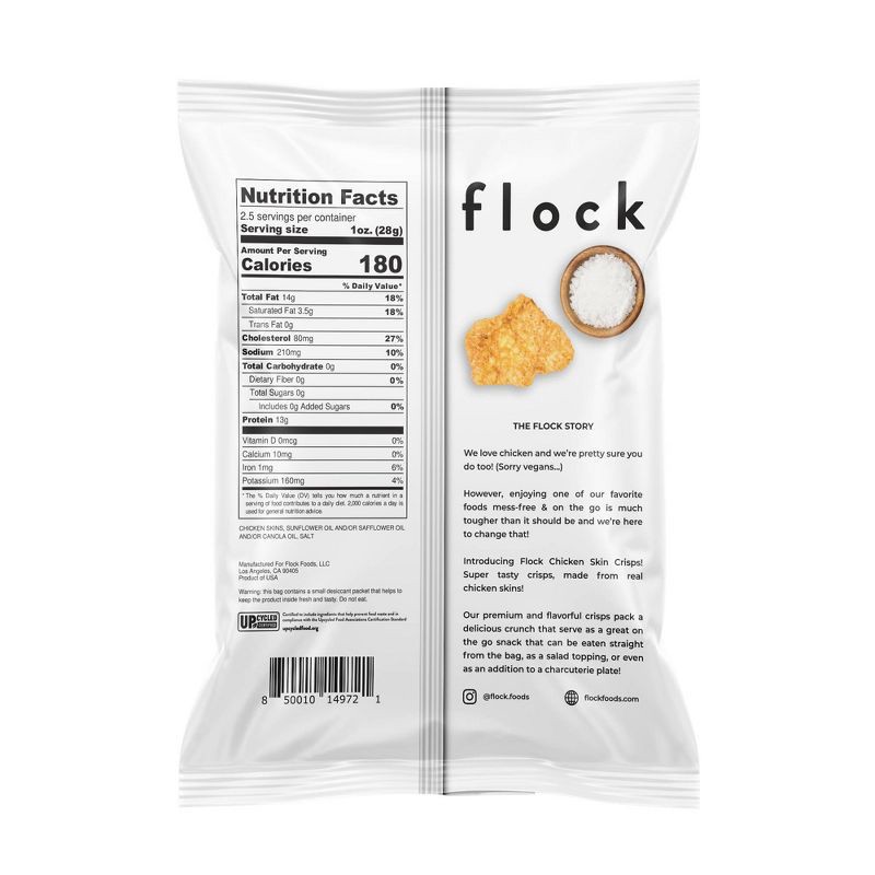 slide 2 of 4, Flock Foods Flock Chicken Skin Crisps Original - 2.5oz, 2.5 oz