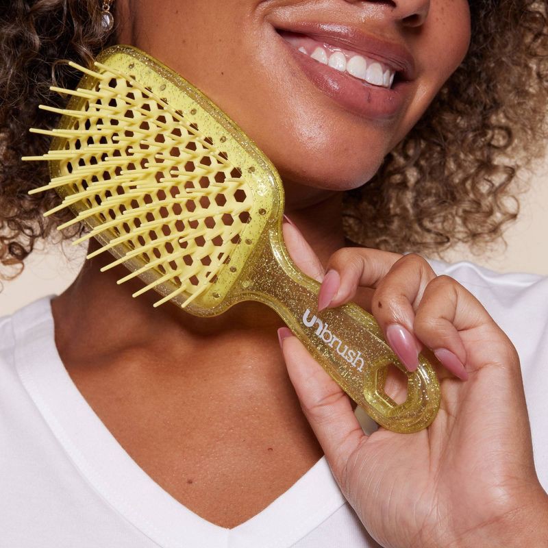 slide 5 of 5, UNbrush Detangler Hair Brush - Glitter Amber, 1 ct