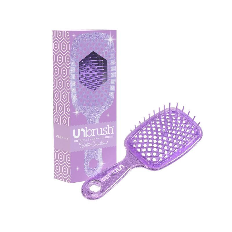 slide 2 of 5, UNbrush Detangler Hair Brush - Glitter Amethyst, 1 ct