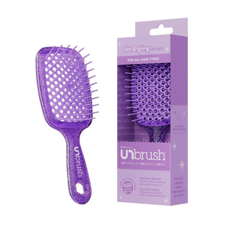 slide 2 of 5, UNbrush Detangler Hair Brush - Glitter Amethyst, 1 ct