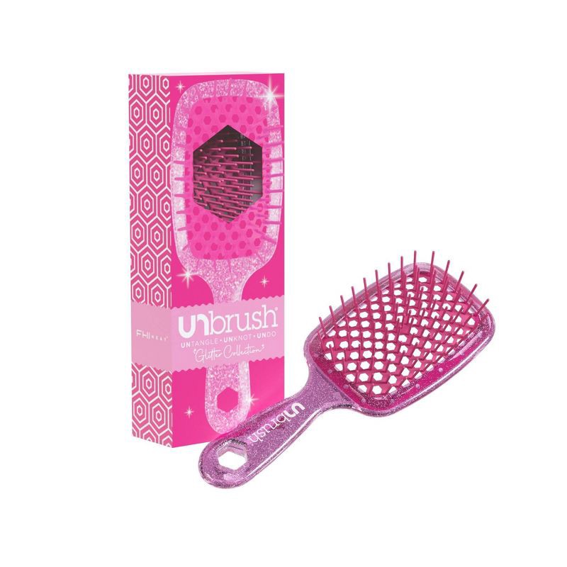 slide 2 of 5, UNbrush Detangler Hair Brush - Glitter Rose Quartz, 1 ct