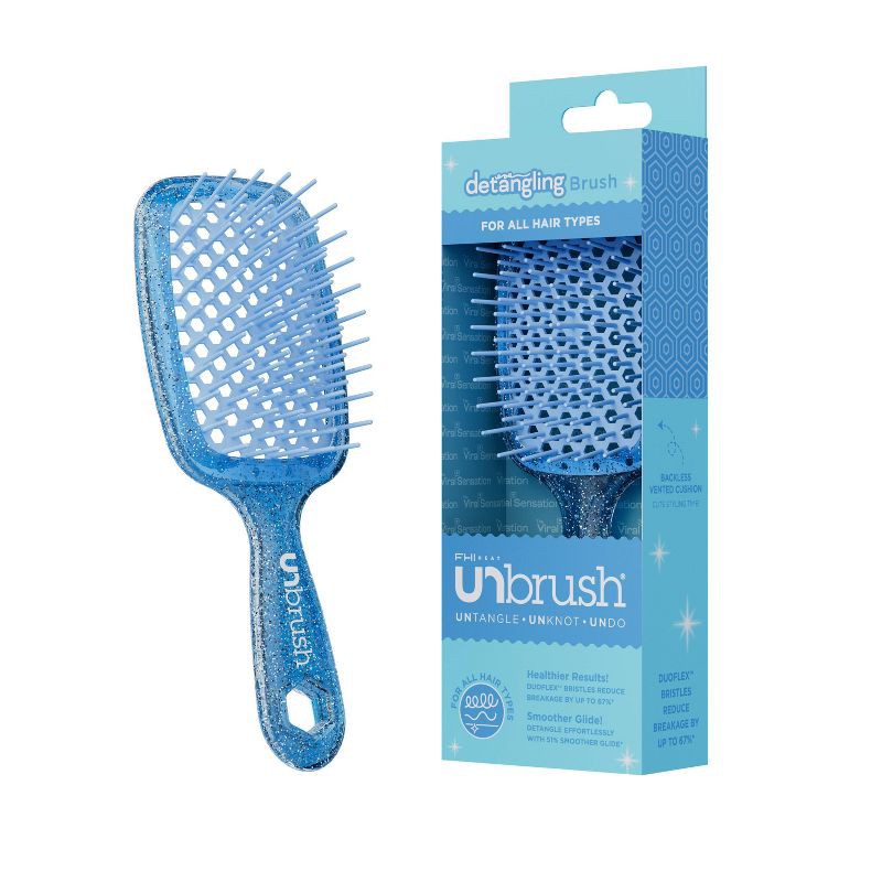 slide 2 of 5, UNbrush Detangler Hair Brush - Glitter Sapphire, 1 ct