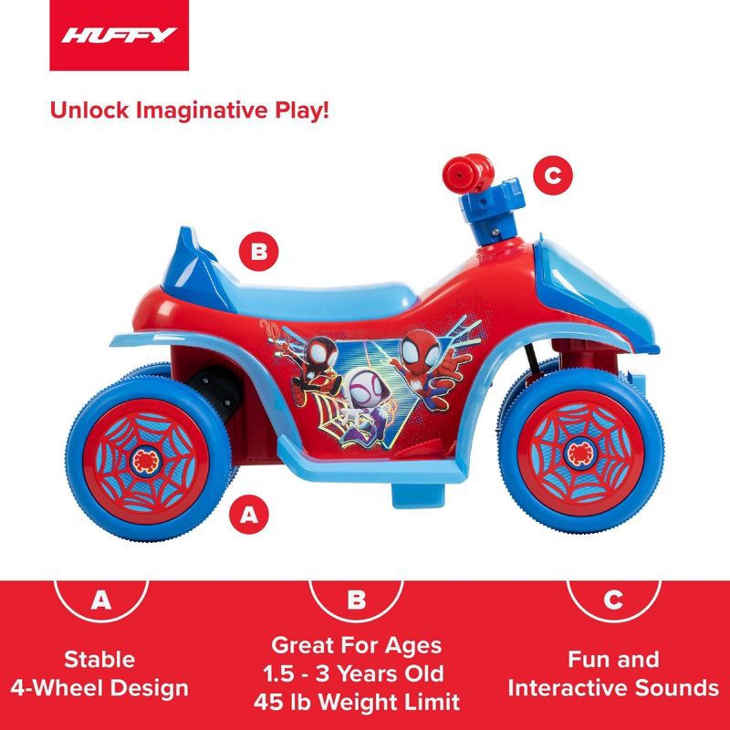 slide 14 of 14, Huffy Spidey and His Amazing Friends Battery Ride-On Quad - 6V - Age 1.5+, 1 ct
