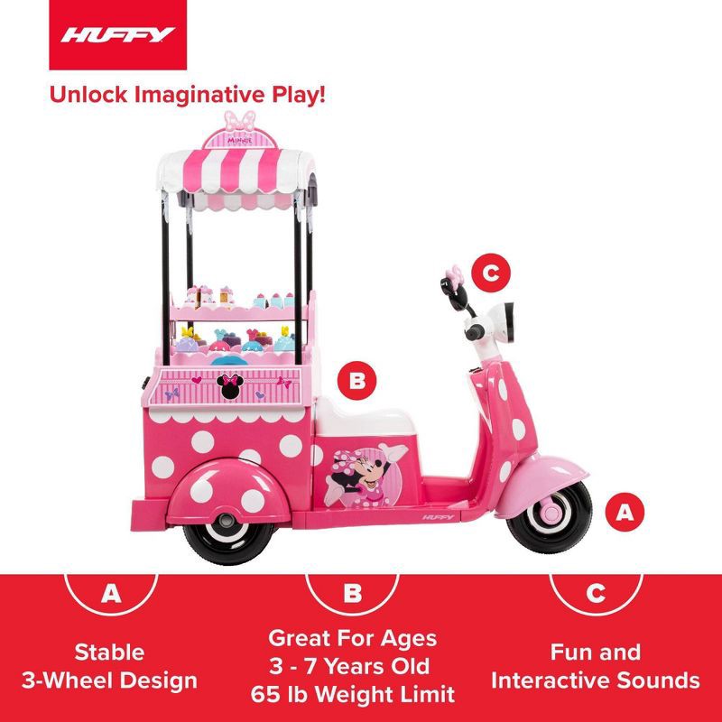 slide 21 of 21, Huffy Disney Minnie Mouse Bakery Cart Battery Ride-On - 6V - Age 3+ - Pink, 1 ct