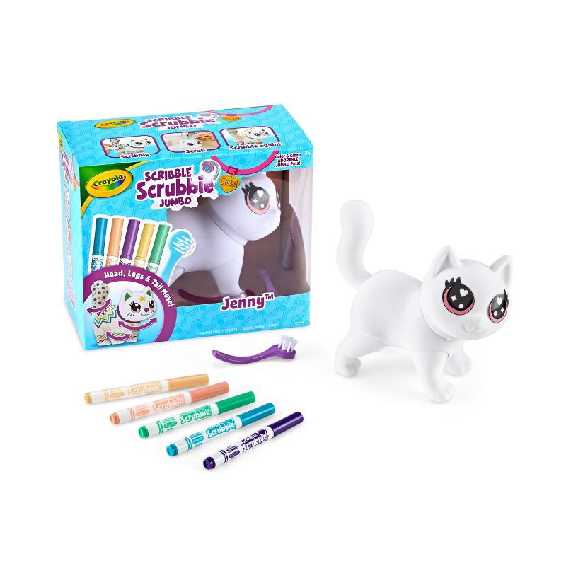 slide 3 of 7, Crayola Scribble Scrubbie Jumbo Pet Cat- Jenny: Drawing & Coloring Kit, Markers, Christmas, Ages 3+, 1 ct