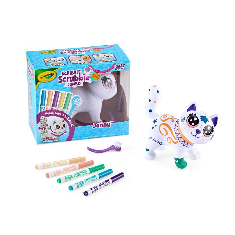 slide 4 of 7, Crayola Scribble Scrubbie Jumbo Pet Cat- Jenny: Drawing & Coloring Kit, Markers, Christmas, Ages 3+, 1 ct