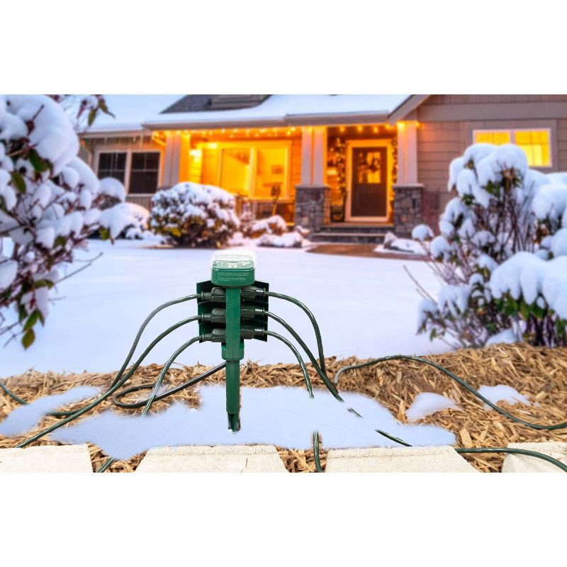 slide 5 of 5, General Electric GE Outdoor Digital Stake Timer 6 Grounded Outlet Dusk to Dawn Photocell On/Off 2 Setting 18" Cord: Green Plastic, 1-Year Warranty, 1 ct