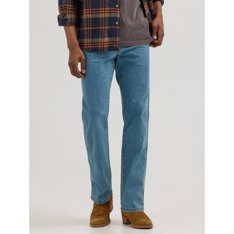 slide 1 of 7, Wrangler Men's Relaxed Fit Straight Jeans - Light Wash 32x32: Midweight Denim, Mid Rise, Stretch, Machine Washable, 1 ct