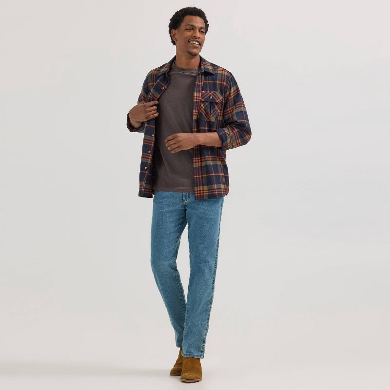 slide 6 of 7, Wrangler Men's Relaxed Fit Straight Jeans - Light Wash 34x30: Midweight Denim, Cotton Blend, Mid Rise, Stretch, Machine Washable, 1 ct