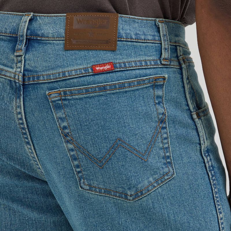 slide 3 of 7, Wrangler Men's Relaxed Fit Straight Jeans - Light Wash 38x32: Midweight Denim, Stretch, 38x32, 1 ct