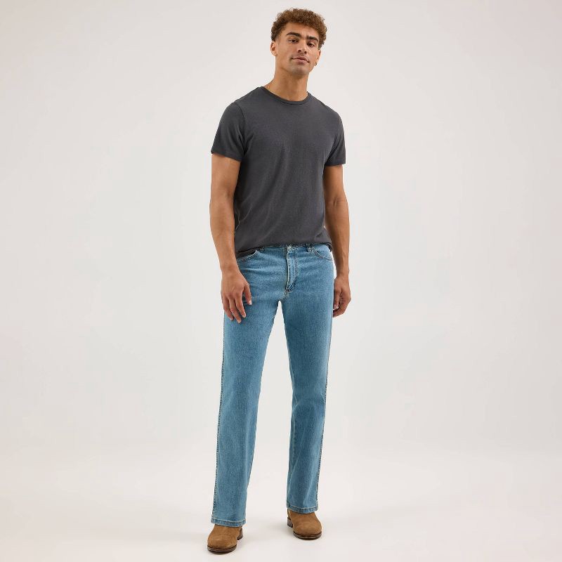 slide 8 of 13, Wrangler Men's Relaxed Fit Straight Jeans - Light Wash 42x30: Midweight Denim, Stretch, 42" Waist, 30" Inseam, 1 ct