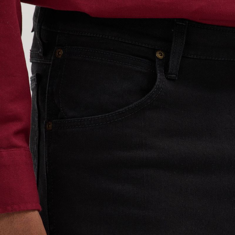 slide 5 of 6, Wrangler Men's Straight Leg Jeans - Black Wash 30x32: Midweight Denim, Stretch Fabric, Belt Loops, 1 ct
