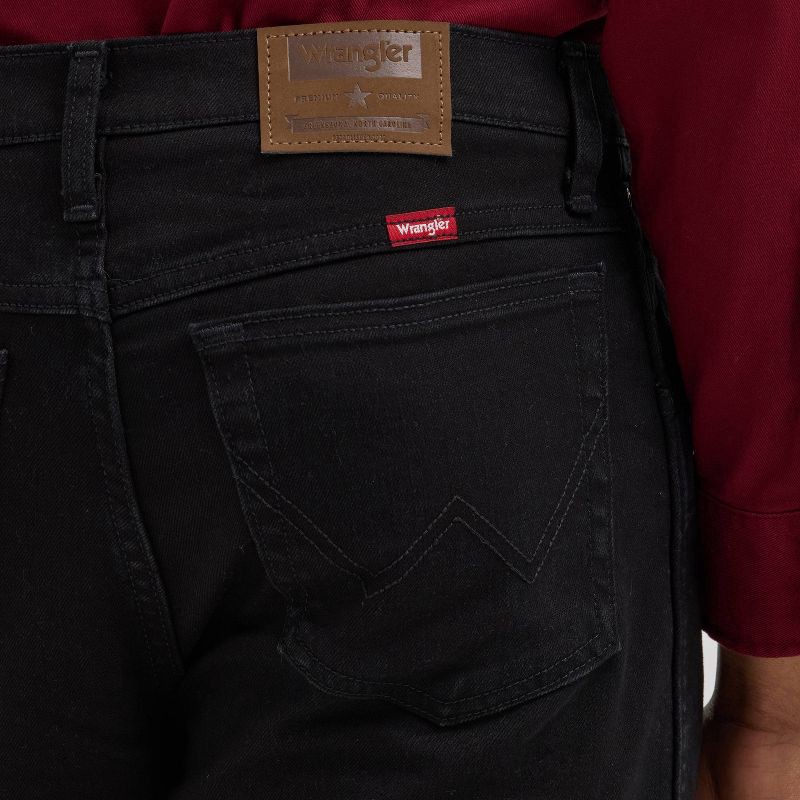 slide 3 of 6, Wrangler Men's Straight Leg Jeans - Black Wash 34x29: Midweight Denim, Stretch, Belt Loops, 1 ct
