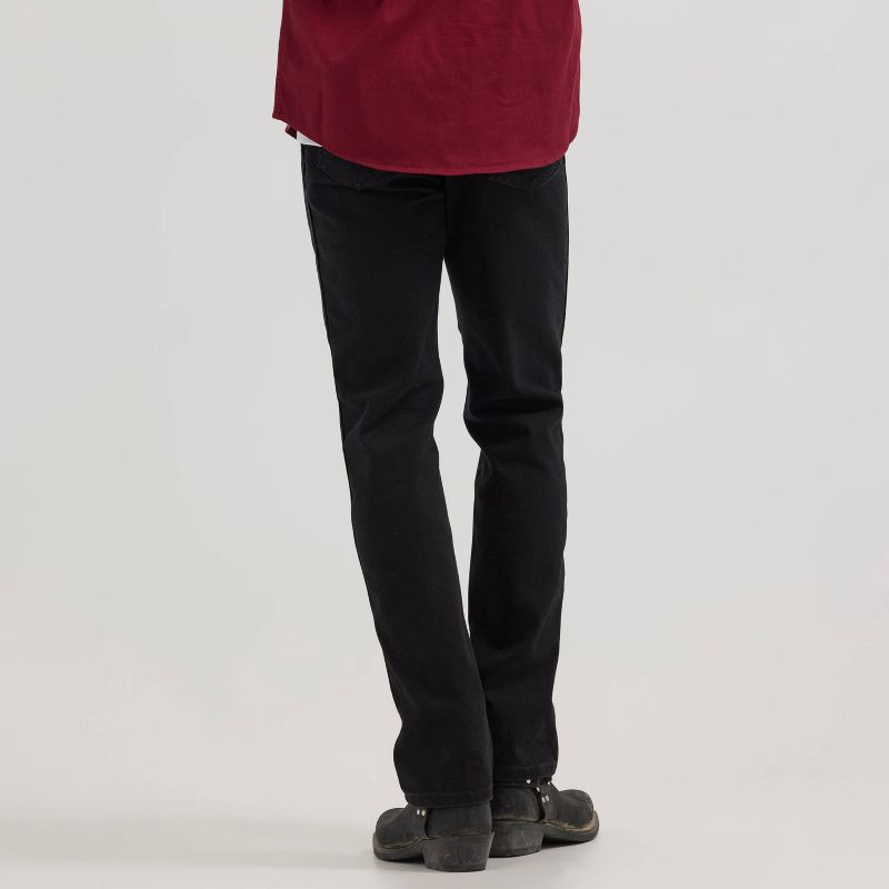 slide 2 of 6, Wrangler Men's Straight Leg Jeans - Black Wash 36x29: Midweight Denim, Stretch, Fly Button Closure, 1 ct