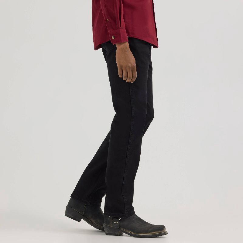 slide 4 of 6, Wrangler Men's Straight Leg Jeans - Black Wash 40x30: Midweight Denim, Stretch, Belt Loops, 1 ct