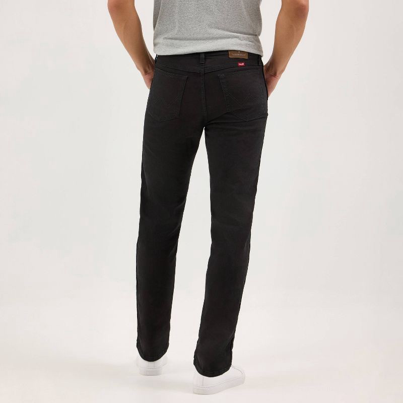 slide 7 of 12, Wrangler Men's Straight Leg Jeans - Black Wash 42x30: Midweight Denim, Stretch, Fly Button Closure, 1 ct