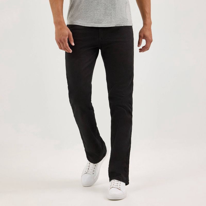 slide 10 of 12, Wrangler Men's Straight Leg Jeans - Black Wash 42x30: Midweight Denim, Stretch, Fly Button Closure, 1 ct