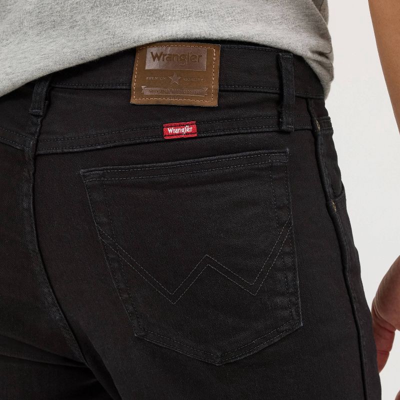 slide 11 of 12, Wrangler Men's Straight Leg Jeans - Black Wash 42x30: Midweight Denim, Stretch, Fly Button Closure, 1 ct