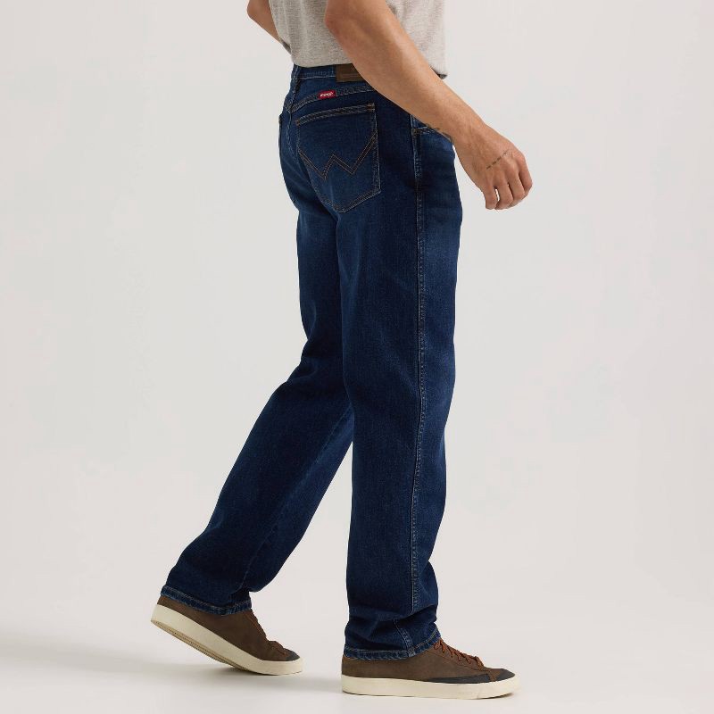 slide 4 of 6, Wrangler Men's Relaxed Fit Straight Jeans - Navy Denim 38x32: Midweight Stretch Denim, 1 ct