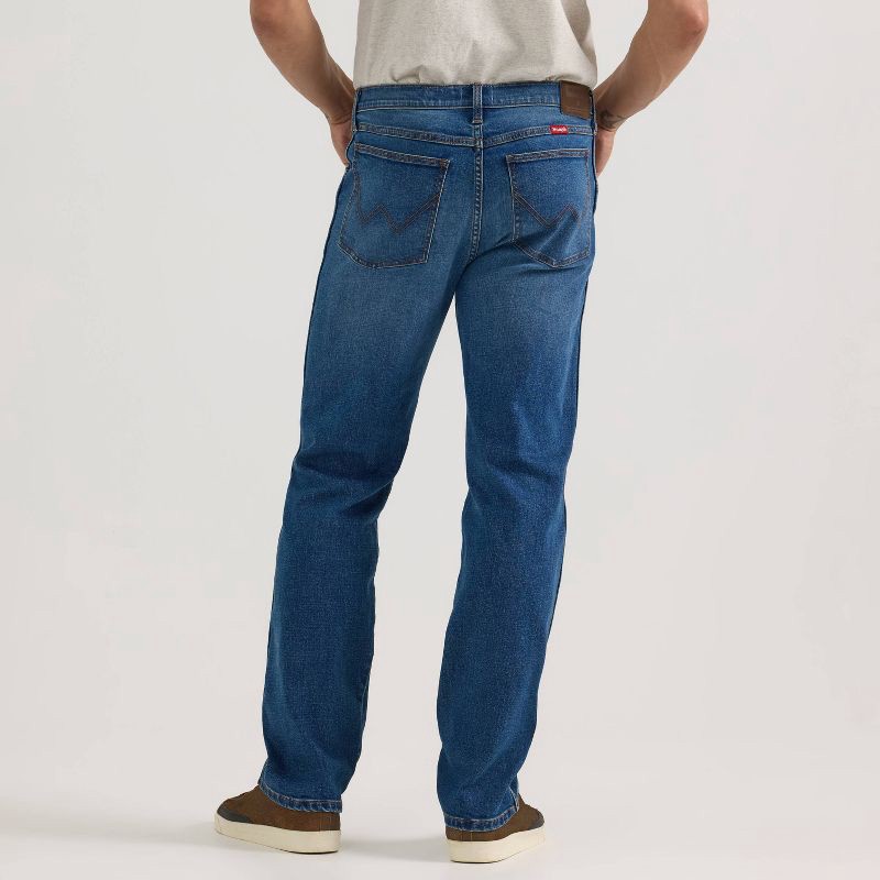 slide 2 of 7, Wrangler Men's Straight Leg Jeans - Indigo 30x30: Midweight Denim, Stretch, Fly Button Closure, 1 ct