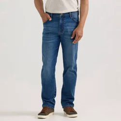 Wrangler Men's Straight Leg Jeans - Indigo 34x30: Midweight Denim, Stretch, Fly Button Closure
