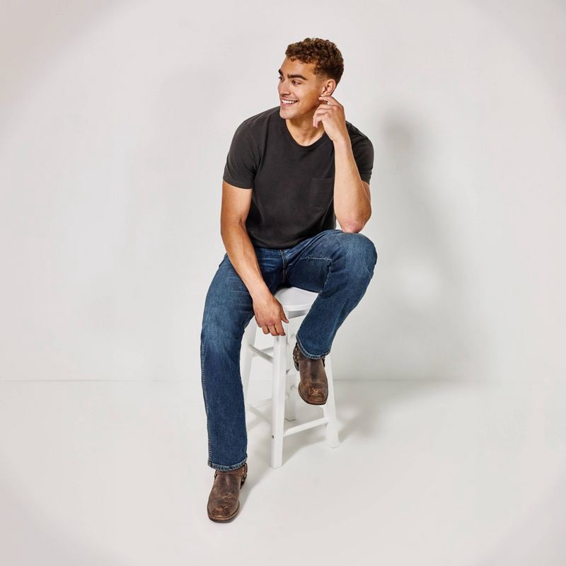 slide 2 of 6, Wrangler Men's Relaxed Fit Bootcut Jeans - Dark Wash 36x30: Midweight Denim, Stretch, 36" Waist, 30" Inseam, 1 ct