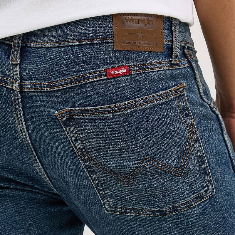 slide 12 of 12, Wrangler Men's Relaxed Fit Bootcut Jeans - Dark Wash 42x30: Midweight Denim, Stretch, Belt Loops, 1 ct