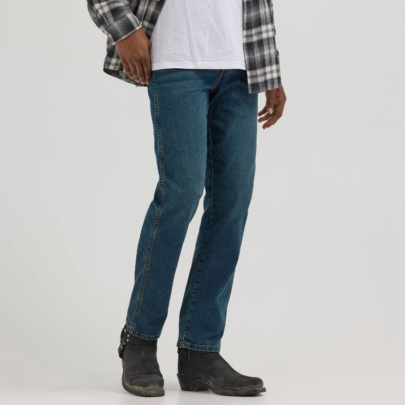 slide 4 of 7, Wrangler Men's Relaxed Fit Straight Jeans - Dark Wash 34x29: Midweight Denim, 99% Cotton, 1% Elastane, Mid Rise, Machine Wash, 1 ct