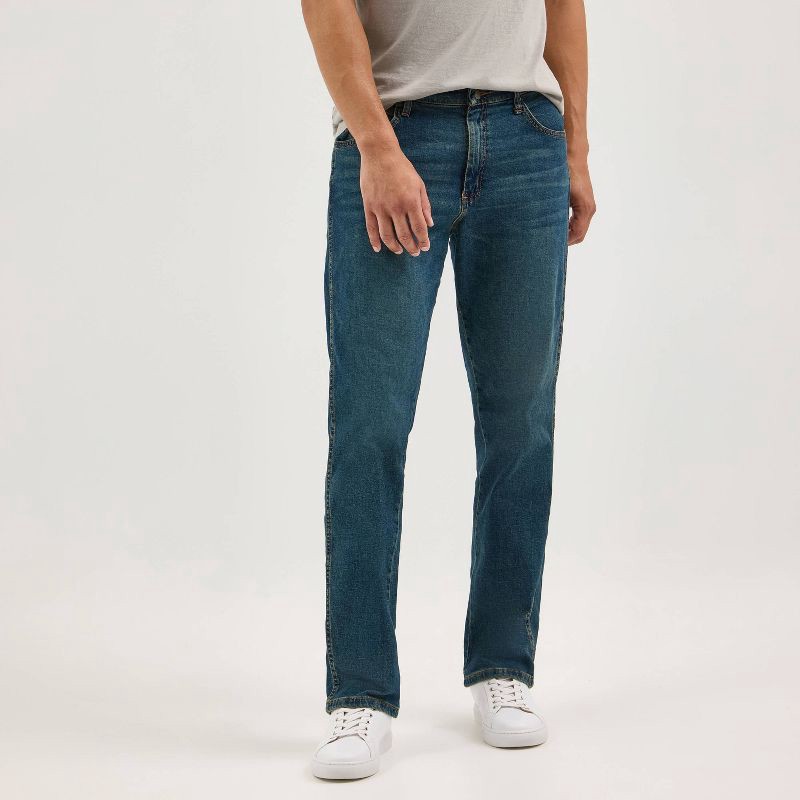 slide 9 of 13, Wrangler Men's Relaxed Fit Straight Jeans - Dark Wash 42x30: Midweight Denim, 42" Waist, 30" Inseam, Stretch Fabric, 1 ct