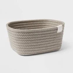 Coiled Rope Basket Gray - Brightroom™: Rectangle Decorative Storage, Polyester & Cotton, 8"x6"x4"