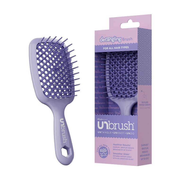 slide 2 of 5, UNBrush Detangling Hair Brush - Lilac Light Purple, 1 ct